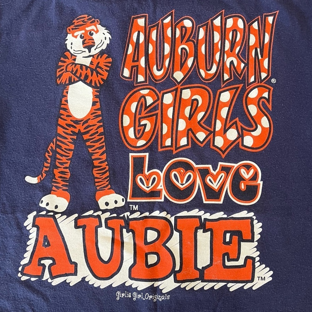 🧡 Navy Auburn Girls Love Aubie Tee | Delta Pro Weight Small - War Eagle AU